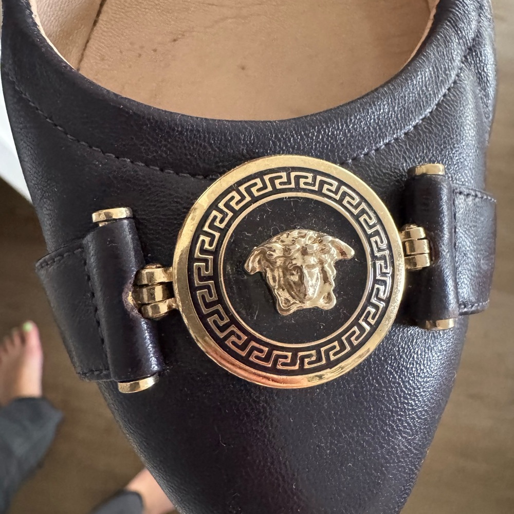 Versace Black Leather Medusa Loafers